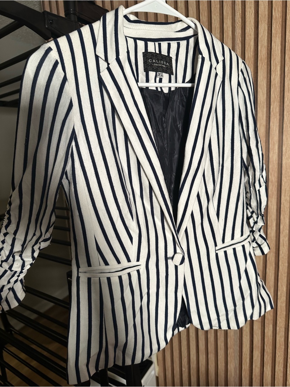 Navy & White Striped Women's Blazer